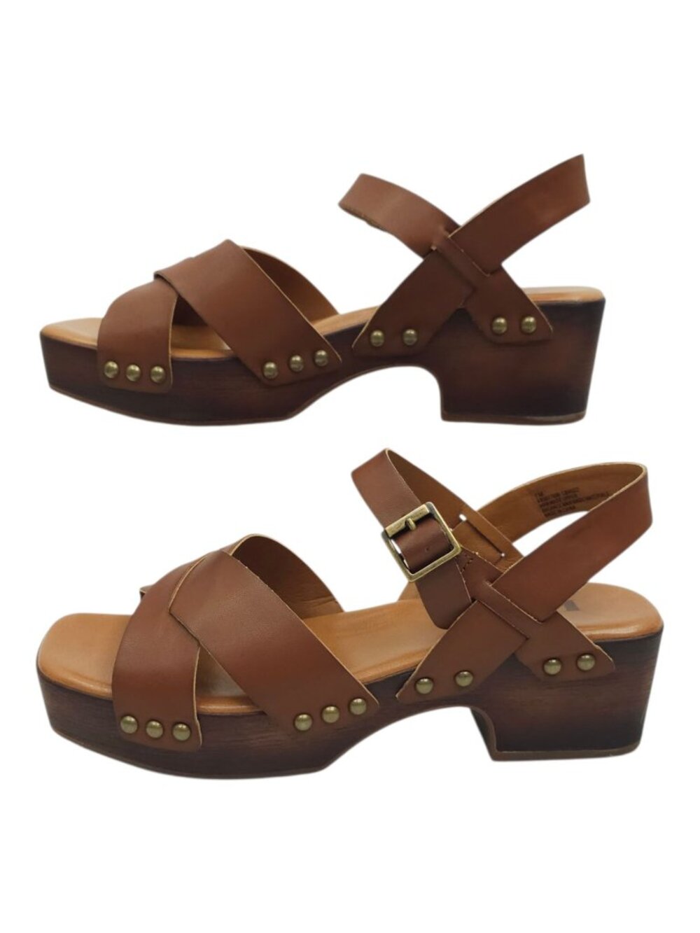 Korks Dasha II Clog Sandals Size 7 Boho Platform Block Heel Brown Faux Leather